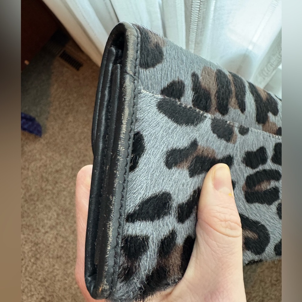 Boden Calf hair Leather Leopard Wallet Black Gray Buckle - Picture 6 of 10